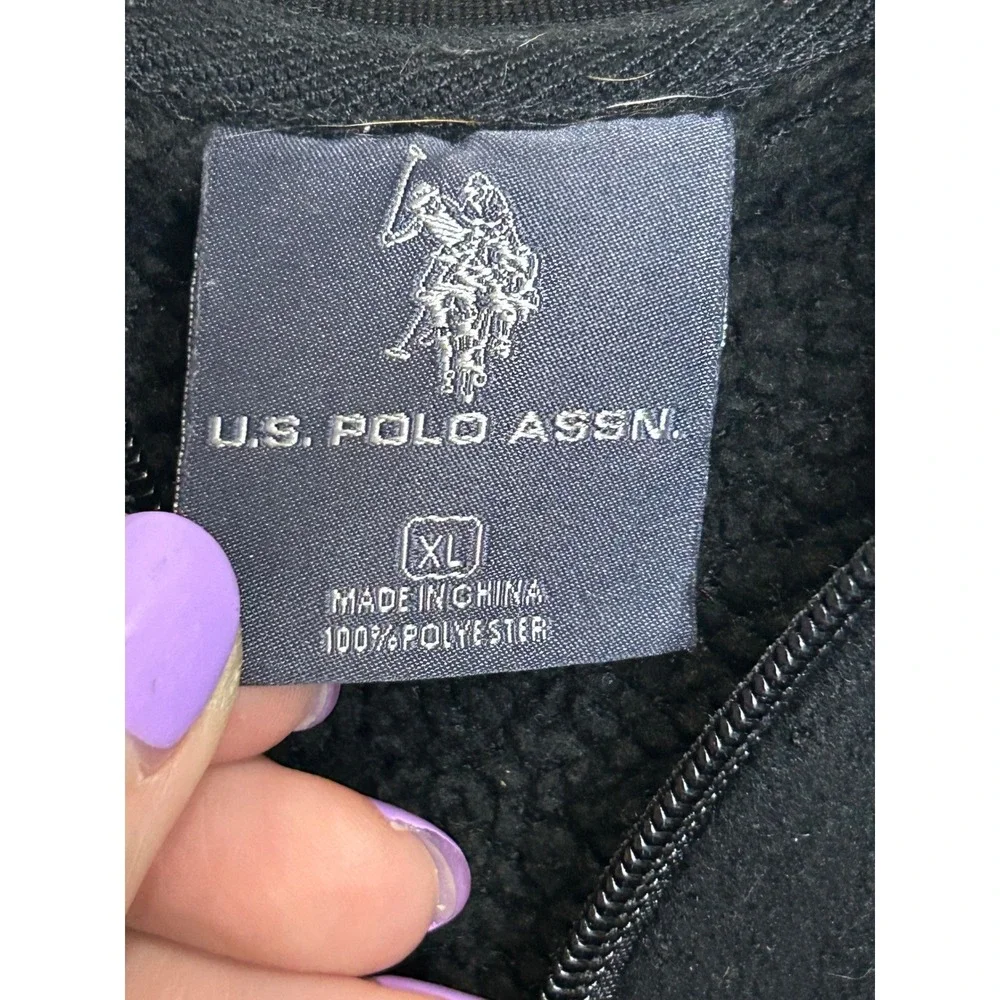 U.S.‎ Polo Assn. Black Full Zip Hoodie Sweatshirt Mens XL Sportswear